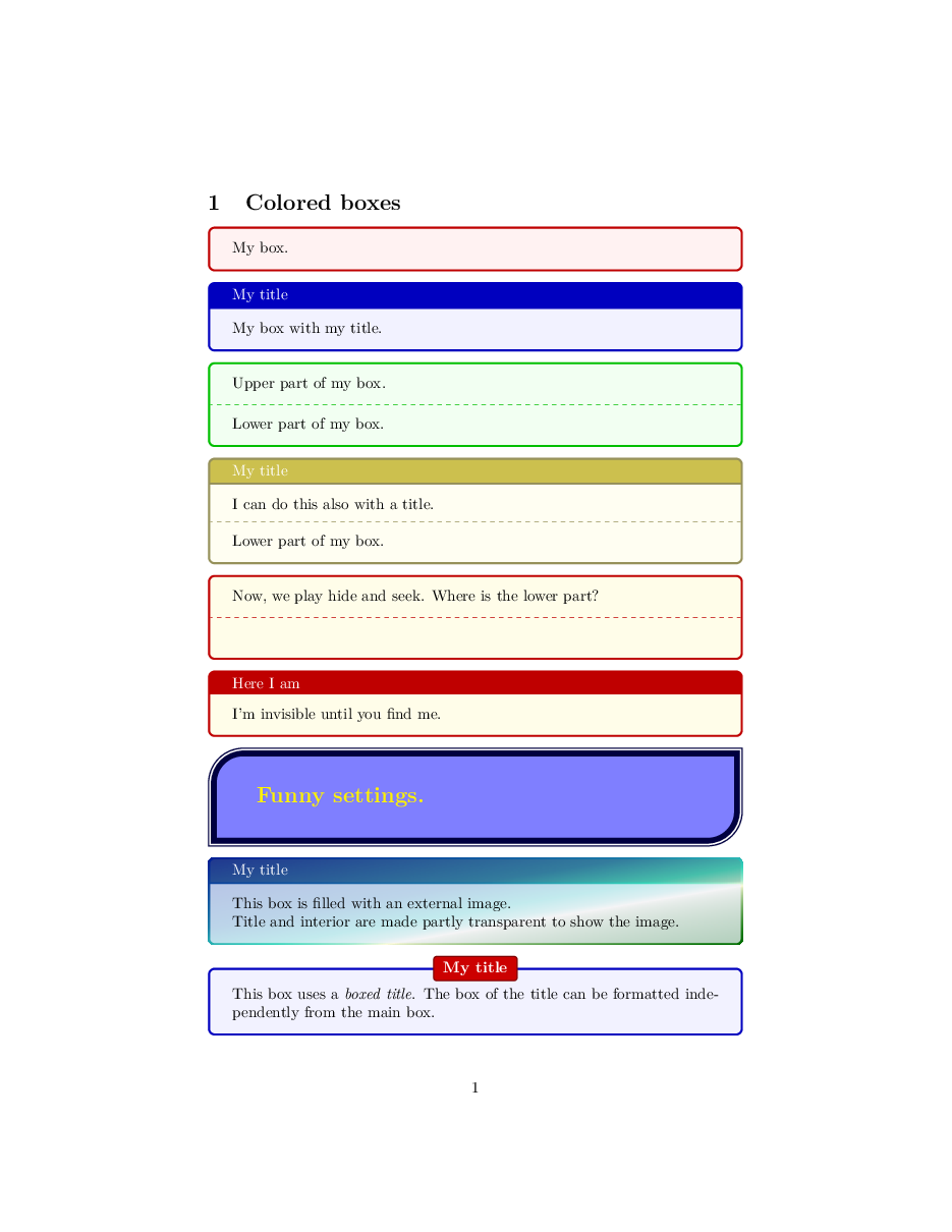 Colored boxes preview