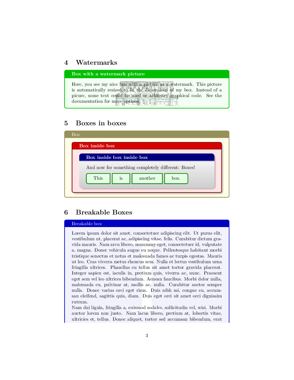 Colored boxes preview